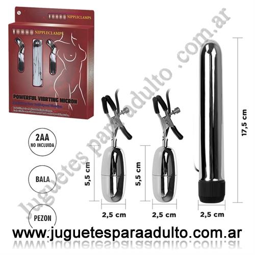 Productos eróticos, Kits, Kit vibrador rigido y prensas de pezones con bala vibradora