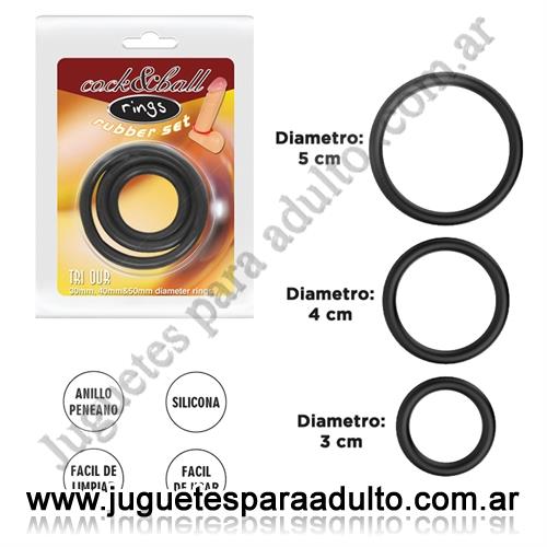 Especificos, Anillos sin vibrador, kit x3 Anillos de goma para pene