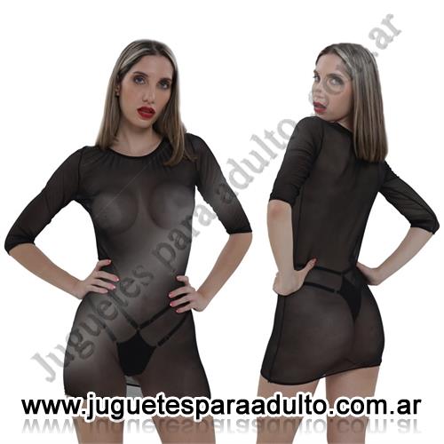 Lencería femenina, , Vestido de Tul Transparente con Mangas Elegantes