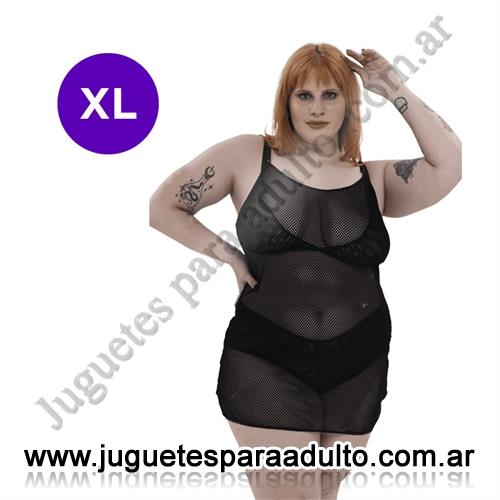 Lencería femenina, Lenceria xl, Vestido musculosa XL de red elastizada