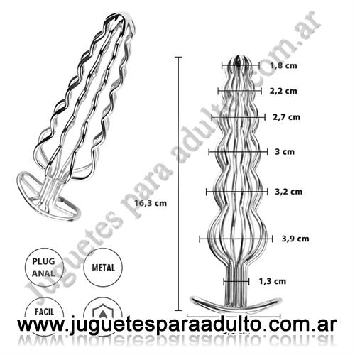 Marcas Importadas, Hard Steel, Plug anal metalico hueco de seis bolas