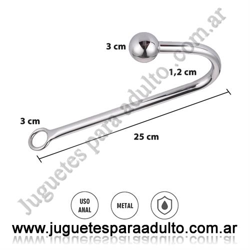 Marcas Importadas, Hard Steel, Anal Hook dilatador anal metalico con 1 bola