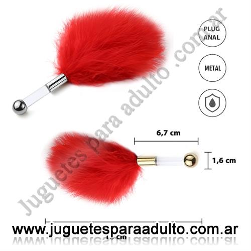 Accesorios, Accesorios eroticos, Cosquillero de plumas Rojo con mango plateado