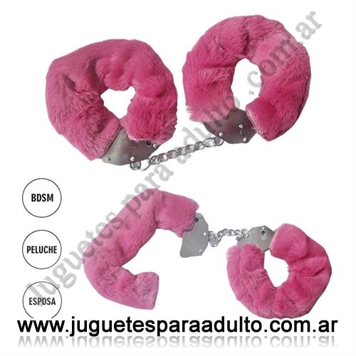 Accesorios, Esposas, Esposas de metal con peluche fucsia