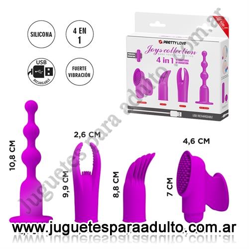 Vibradores, Vibradores Usb recargables, Vibrador con 12 funciones de vibración, 4 estilos diferentes de funda de silicona con recarga USB