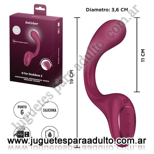 Vibradores, Vibradores Usb recargables, G for Goddess 2 (Wine Red) Estimulador de punto G con carga USB