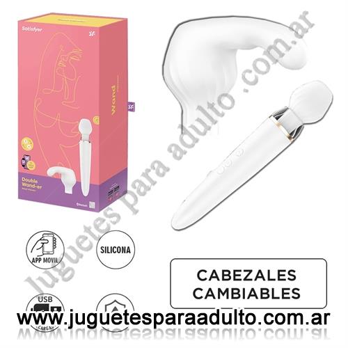 Vibradores, Vibradores premium, Double Wand-er Masajeador con cabeza intercambiable y control via APP