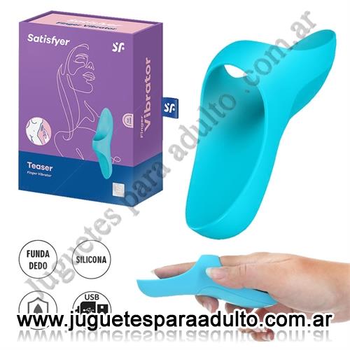 Estimuladores, Estimuladores especiales, Teaser light blue Vibrador para dedo con carga UBS