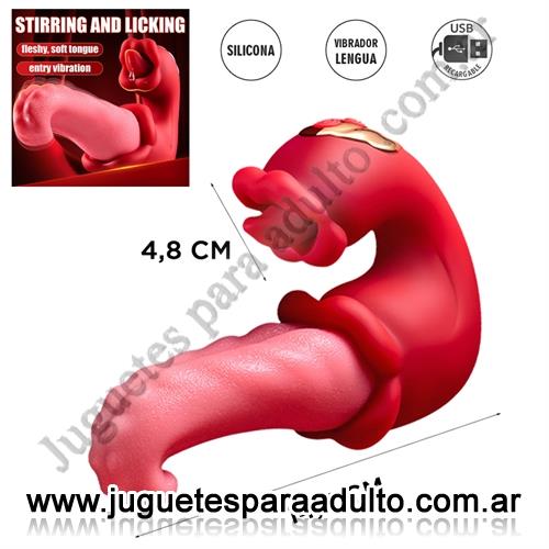 Vibradores, Vibradores Usb recargables, Vibrador doble con forma de lengua